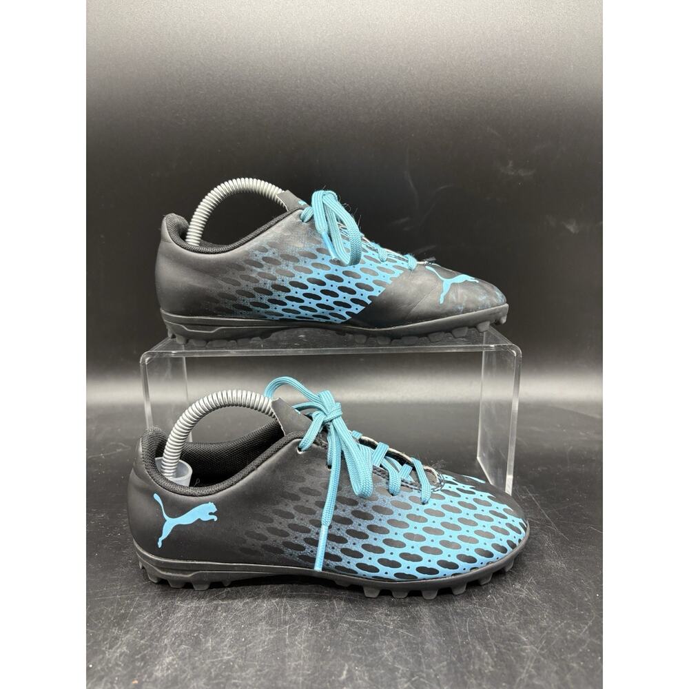 Unisex PUMA Spirit III Black Blue Soccer Cleats Kids Size 2